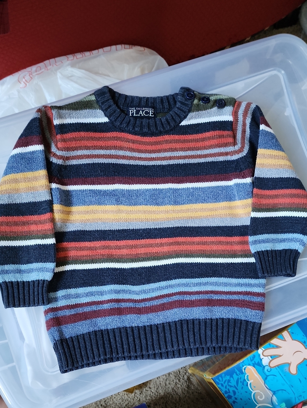 Sz 18-24 Months The Children's Place Boys' Navy Multicolor Striped Sweater